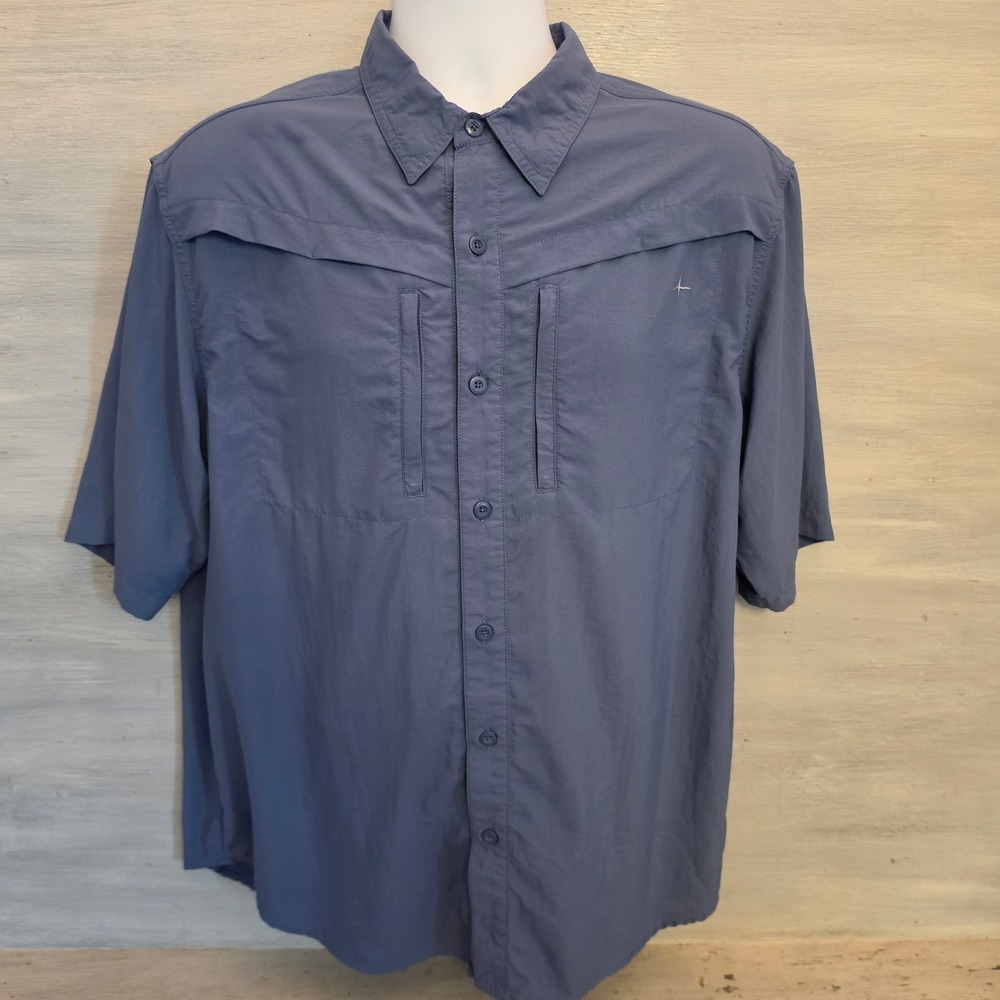 Habit Smoky‎ Blue/Gray Lightweight Button Down Solar Protection Shirt Large GC